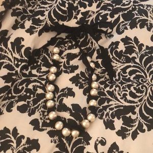 EUC J Crew Pearl and Black Ribbon Necklace